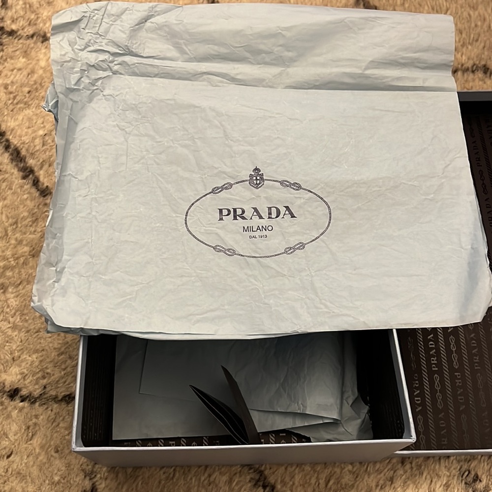 Prada Basic Slingback Wedge Sandal Beige Patent 39.5EU/9.5US worn once - Picture 11 of 11